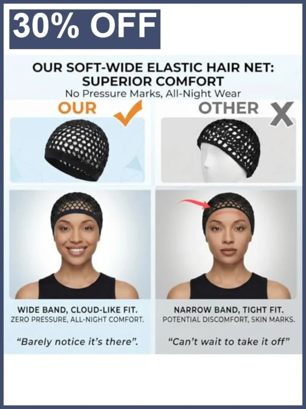 2 Pack Ultra-Wide Soft Mesh Hair Net for Sleeping, Breathable Crochet Wrap